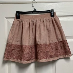Rose Pink Skirt with Embroidered Design